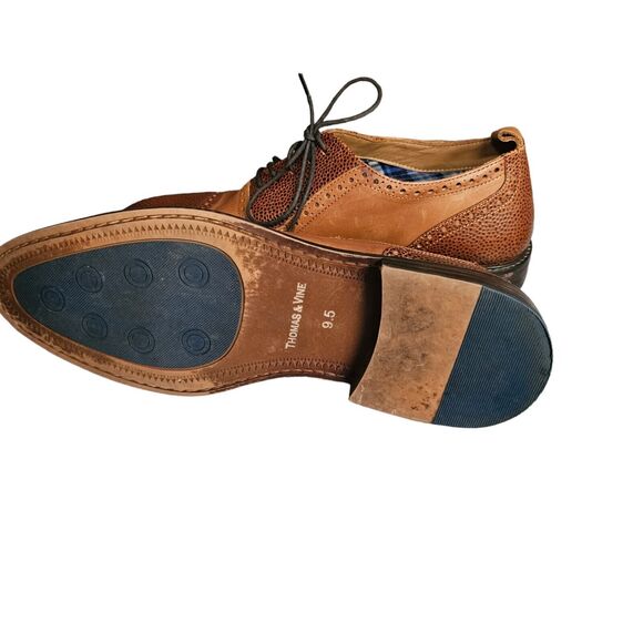Thomas &‎ Vine Lincoln Wingtip Oxford Cognac Leather 9.5 - Picture 7 of 11